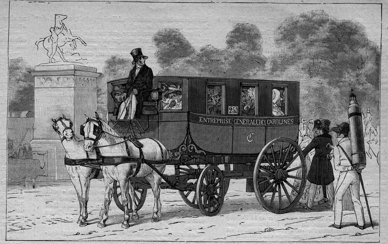 Les Omnibus de Paris på 1800-tallet: Caroline - gravering fra 1892 av Unknown artist