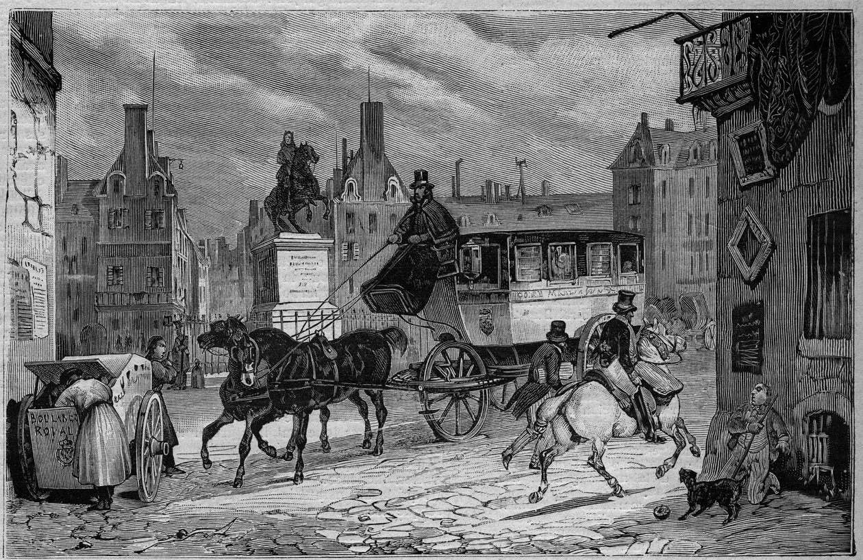 Les Omnibus de Paris på 1800-tallet: trycicle - gravering fra 1892 av Unknown artist