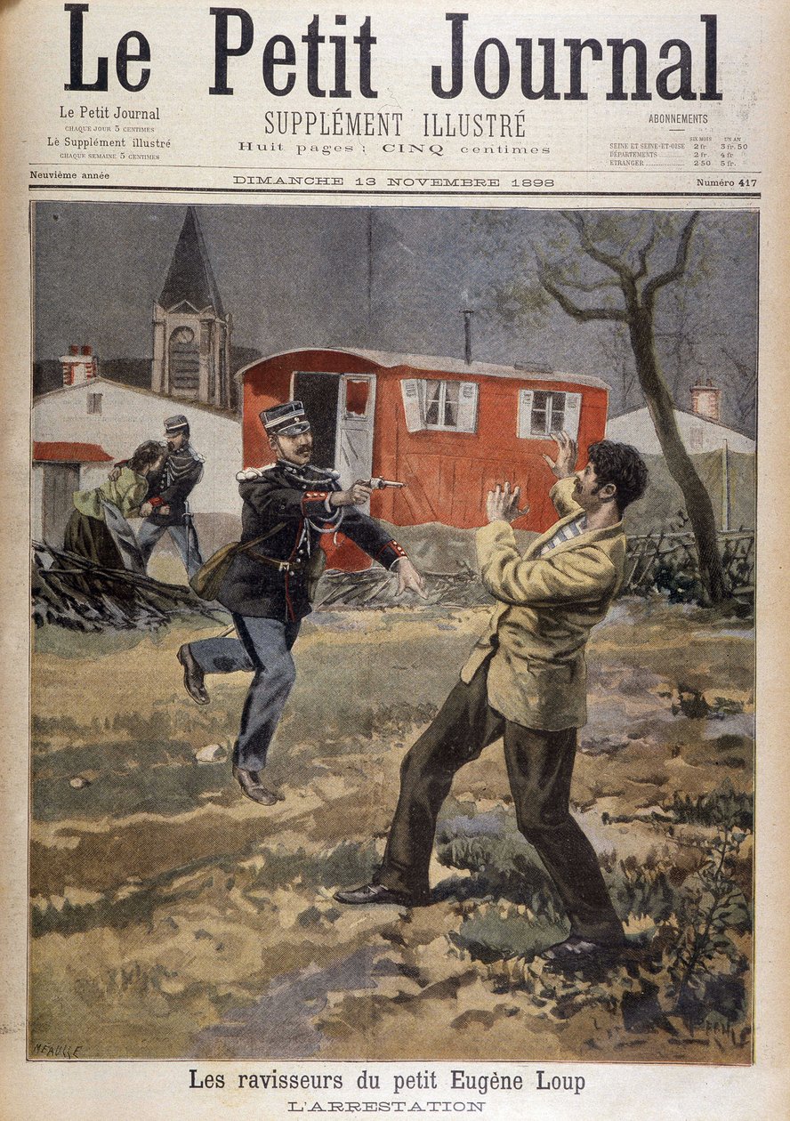 Bortførerne til lille Eugène Loup: arrestasjonen - i "" Le Petity Journal"" av 13.11.1898 av Unknown artist