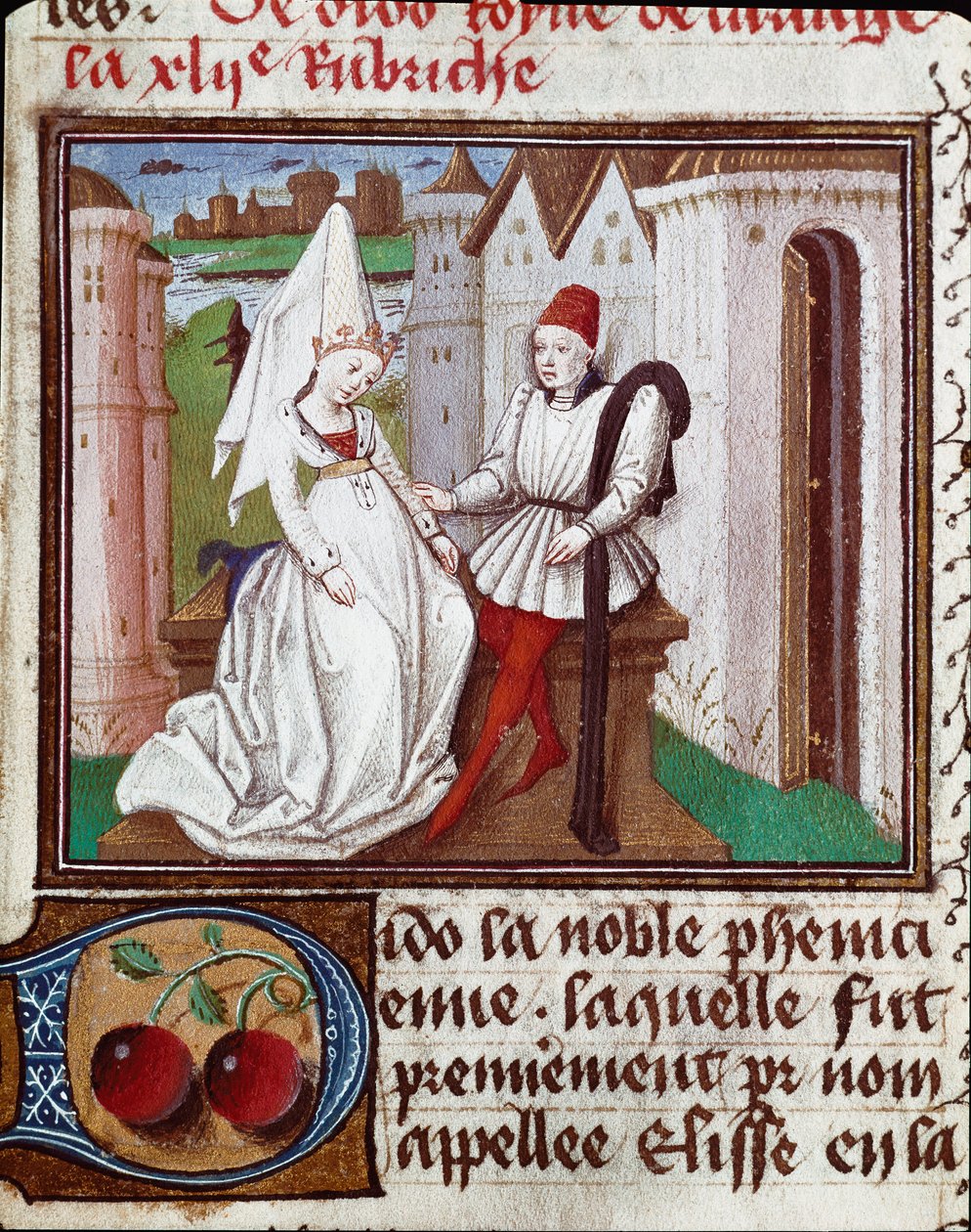 The Loves of Didon, grunnlegger av Carthage og Enee Miniature hentet fra "The Book of Light and Noble Women"" av Giovanni Boccaccio sagt av Jean Boccace (1313-1375) av Unknown artist