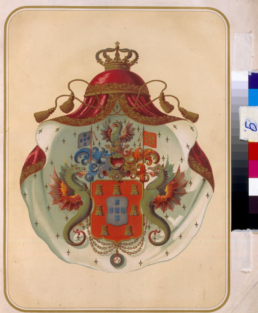 Våpenskjoldet til frimurerne i Storlogen i Mecklenburg (Tyskland). (Våpenskjoldet til The Freemasons Grand Lodge of Mecklenburg). Provincial Storloge grunnlagt i 1819. Anonymt verk, litografi. Det russiske statsbiblioteket, Moskva. av Unknown artist