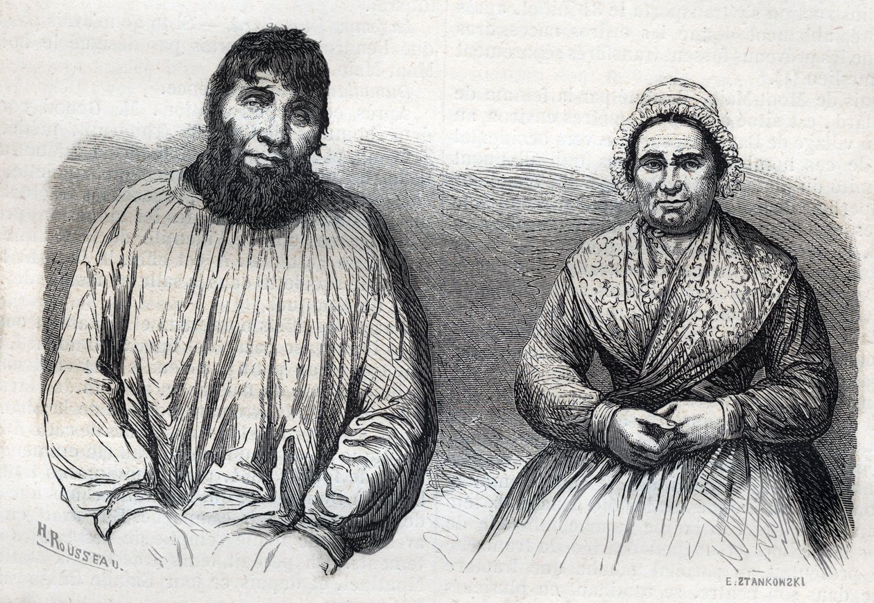 Dumollard-ektefellene (Martin Dumollard (1810-1862) og hans kone utførte Marie Anne (Marie-Anne) Martinet (1814-1875) Gravering av 1800-tallet av Unknown artist
