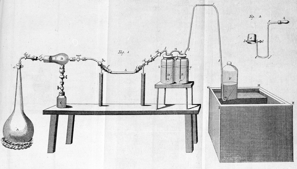 Lavoisiers eksperimenter - i fysiske og kjemiske hefter av Lavoisier av Unknown artist
