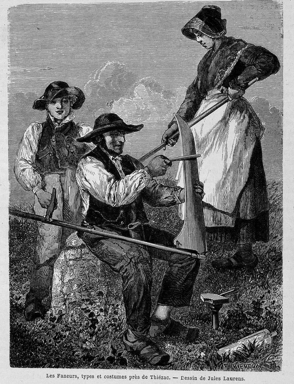 Høvendere, typer og kostymer nær Thiézac, i Auvergne - i "" Around the world"" av Unknown artist