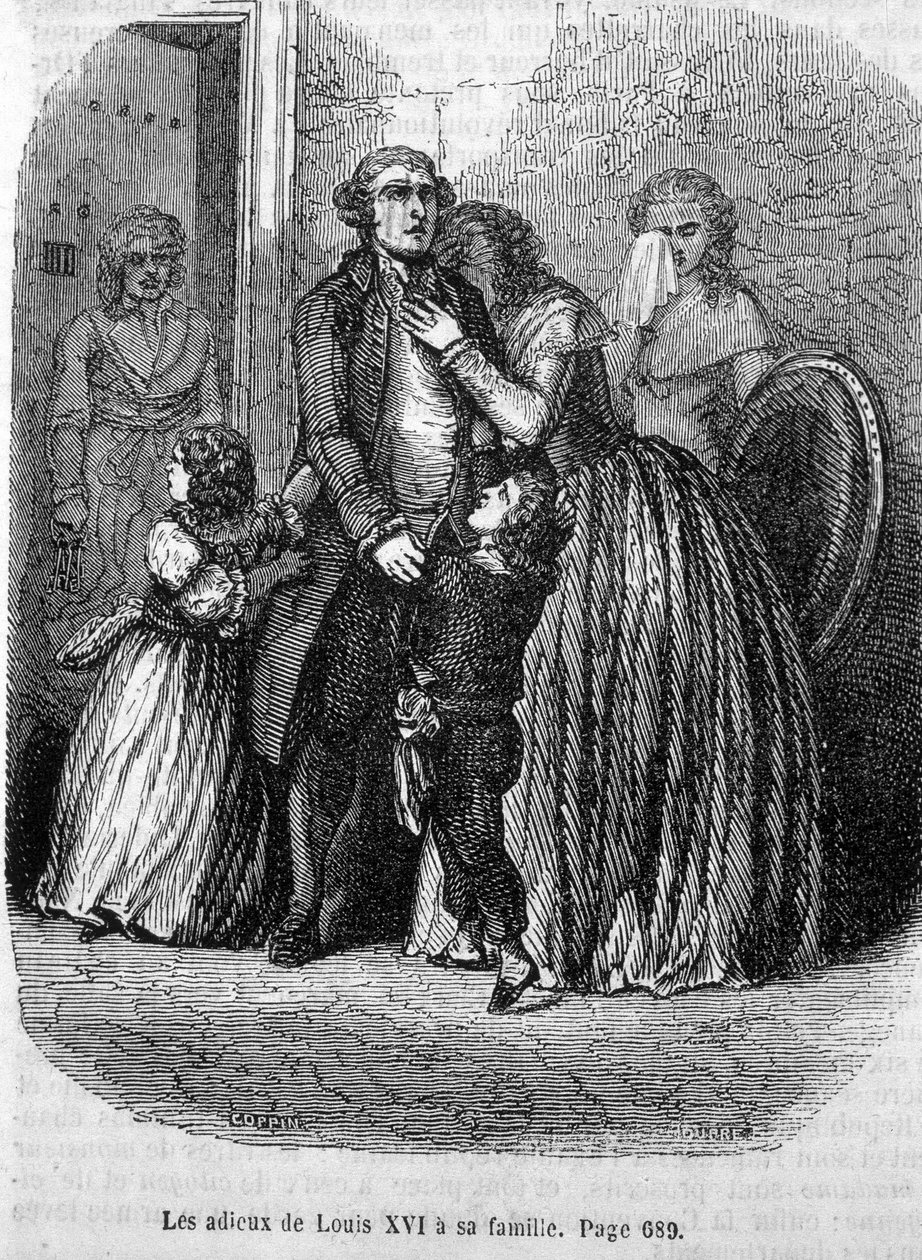 Fareeux av Louis XVI til familien hans (til Marie Antoinette og Louis XVII). av Unknown artist