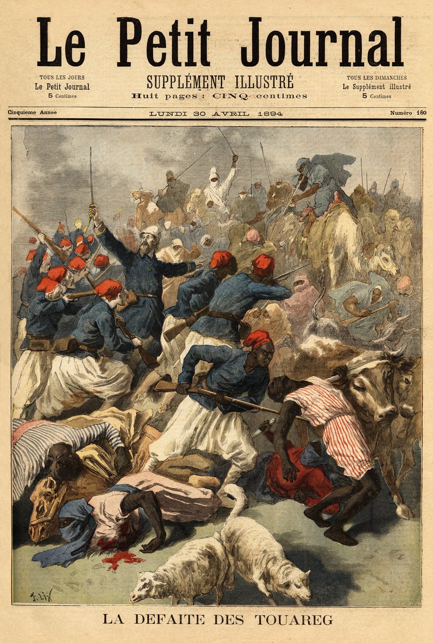 Oberstløytnant Joseph Joffre (1852-1931), sjef for de franske styrkene i Sudan (fransk Sudan, faktisk Mali), sendte den 23. mars 1894 tuareg-stammene "" Tengereguif"" mellom innsjøene Goro og Fati - Løytnant Oberst Joseph Joffre av Unknown artist