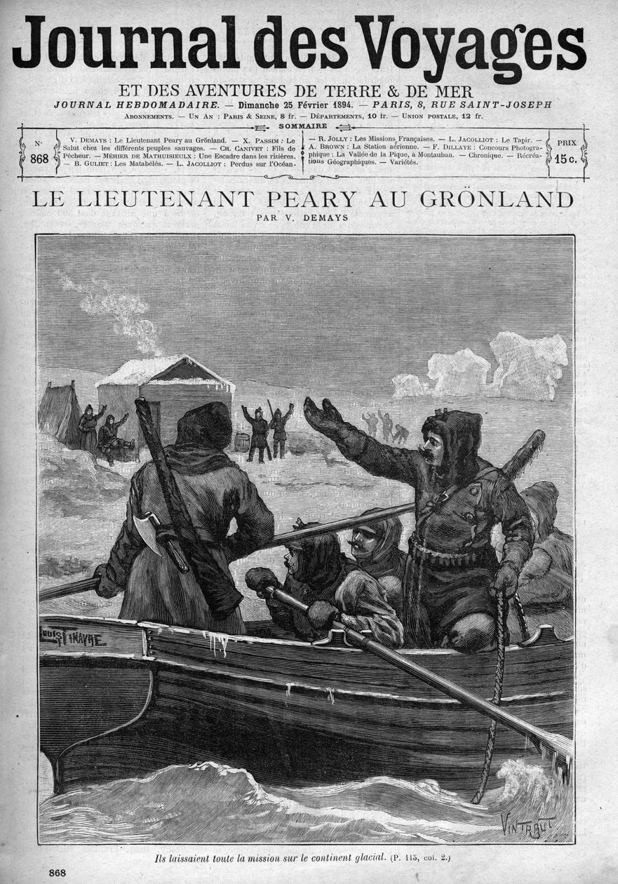 Løytnant Robert Edwin Peary på Grønland - Løytnant Robert Edwin Peary (1856-1920) på Grønland - forside av "Le Journal des voyages"" fra 1894 av Unknown artist