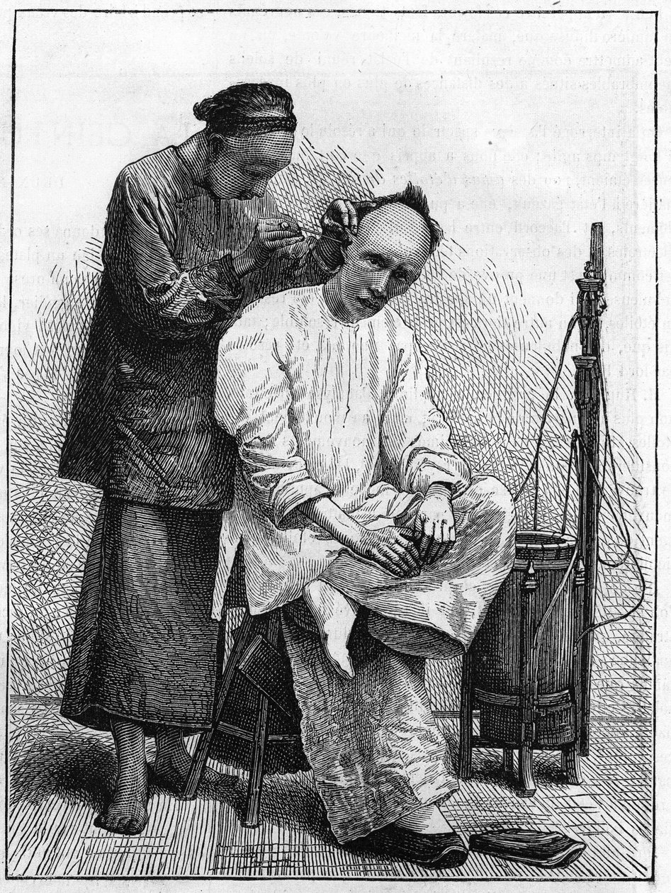 Livet i Kina på 1800-tallet: Den reisende barbereren. av Unknown artist