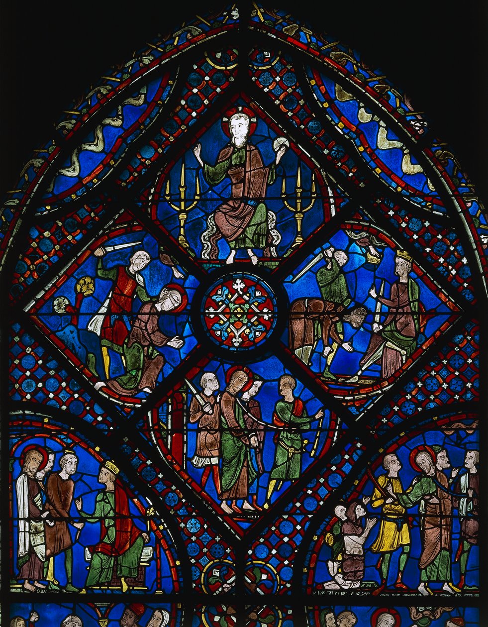 Life of St James the Greater, øvre del av vinduet, glassmalerier (1100-tallet), Chartres-katedralen (Unescos verdensarvliste av Unknown artist