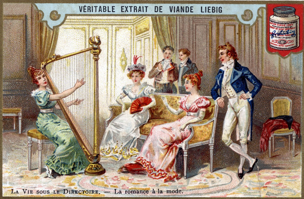 Life under the management board: romance in fashion. Chromo Liebig from the end of the 19th century. av Unknown artist