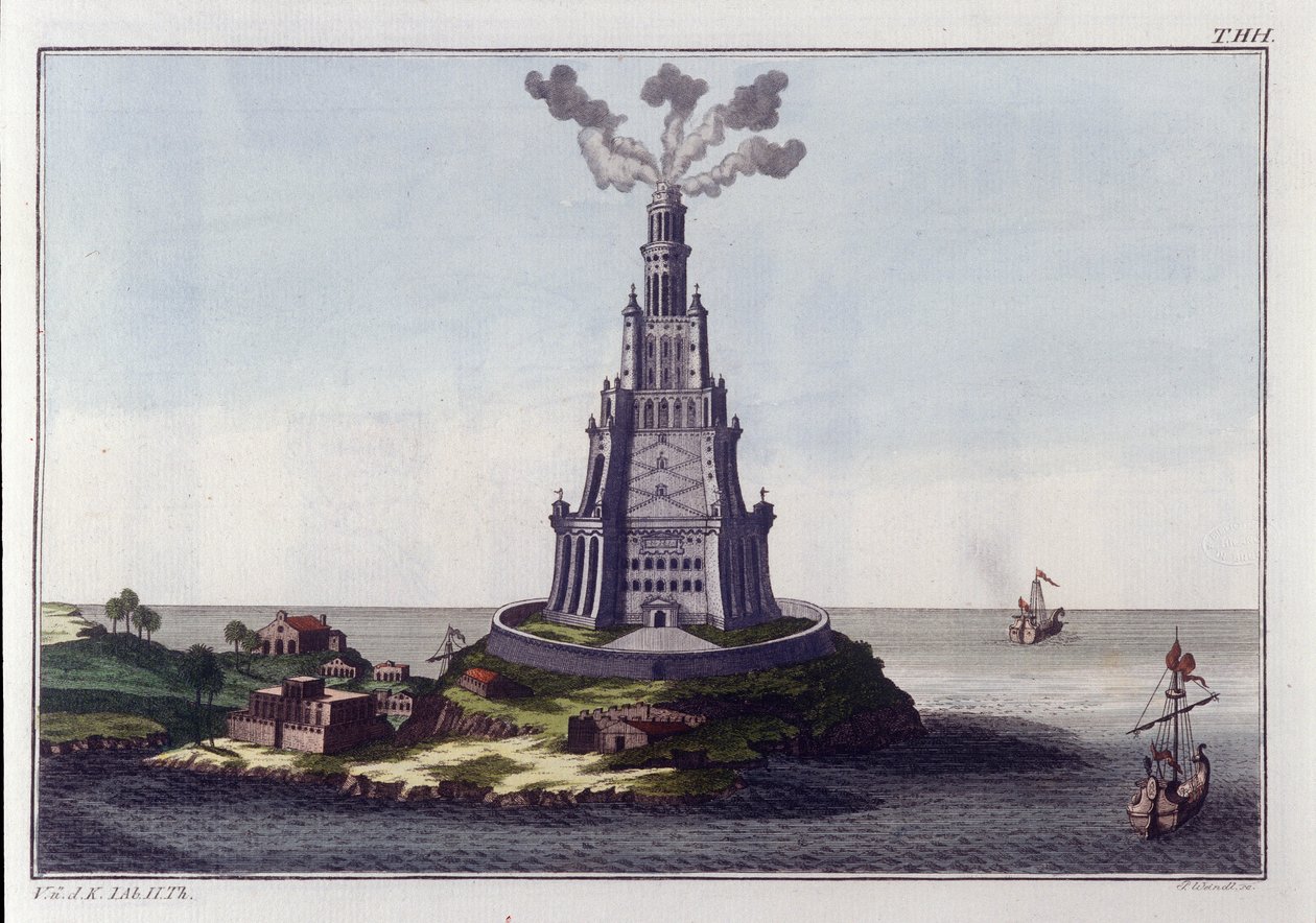 Fyret i Alexandria. Gravering fra begynnelsen av 1800-tallet. av Unknown artist