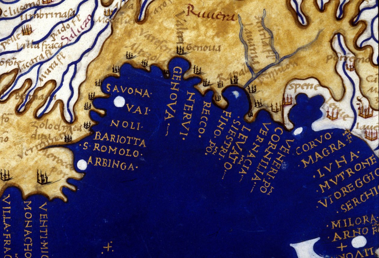 Liguria. Atlasmanuskript fra Berlinghieri fra 1400-tallet. av Unknown artist