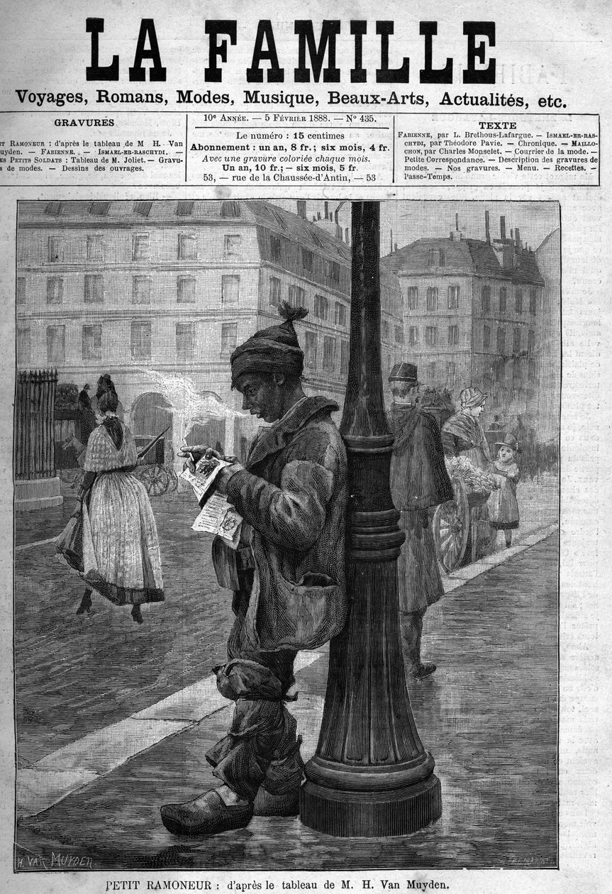 Lille skorstein. Gravering fra M.H. Van Muydens maleri. Forside til avisen "La famille" fra 1888. av Unknown artist