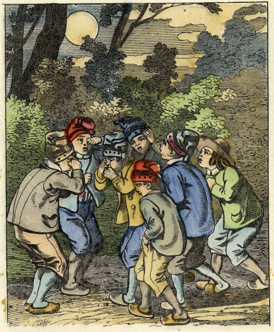 Little Poucet and his brothers Lost in the forest. Illustration of the tale “” Le Pepetit Poucet”” by Charles Perrault av Unknown artist