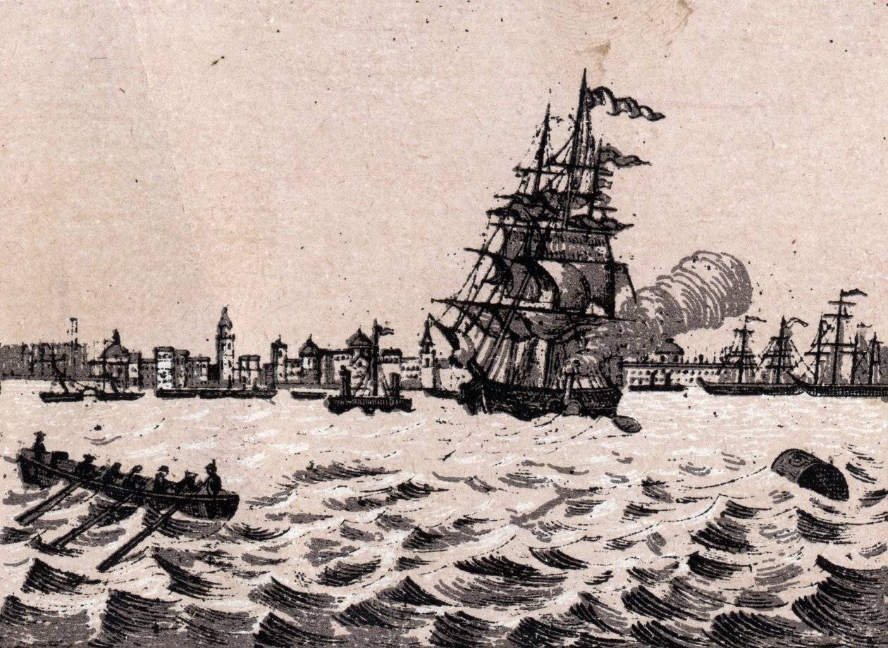 Liverpool, England: utsikt over havnen (Havn, havn). i "" Verden illustrerer 168 visninger"" Udatert (slutten av 1800-tallet) av Unknown artist