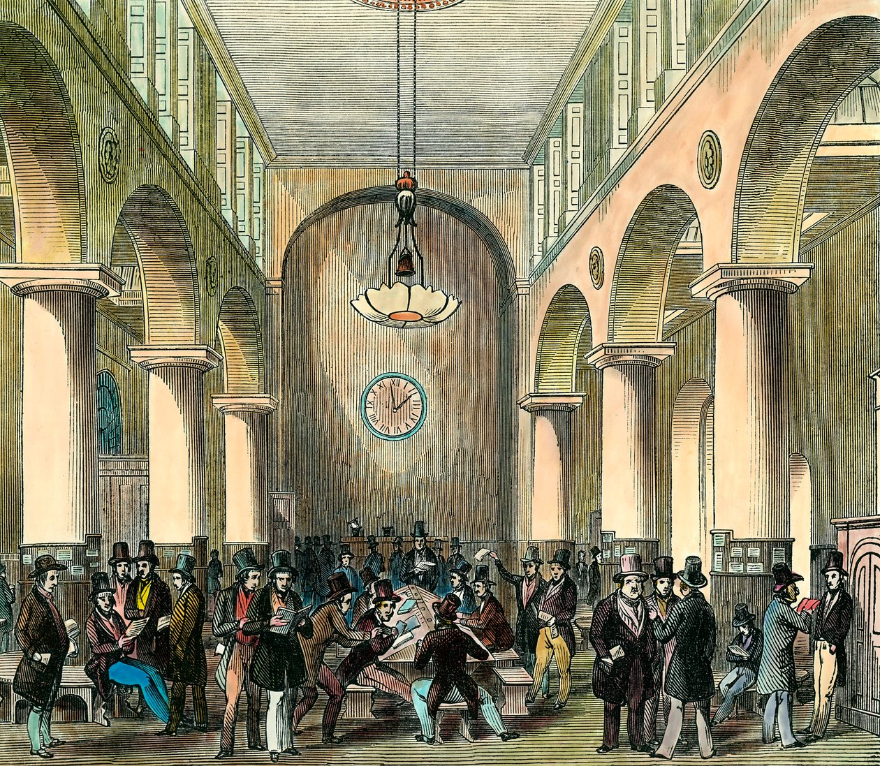 London Stock Exchange: Børs i London på 1800-tallet. Gravering. Privat samling. av Unknown artist