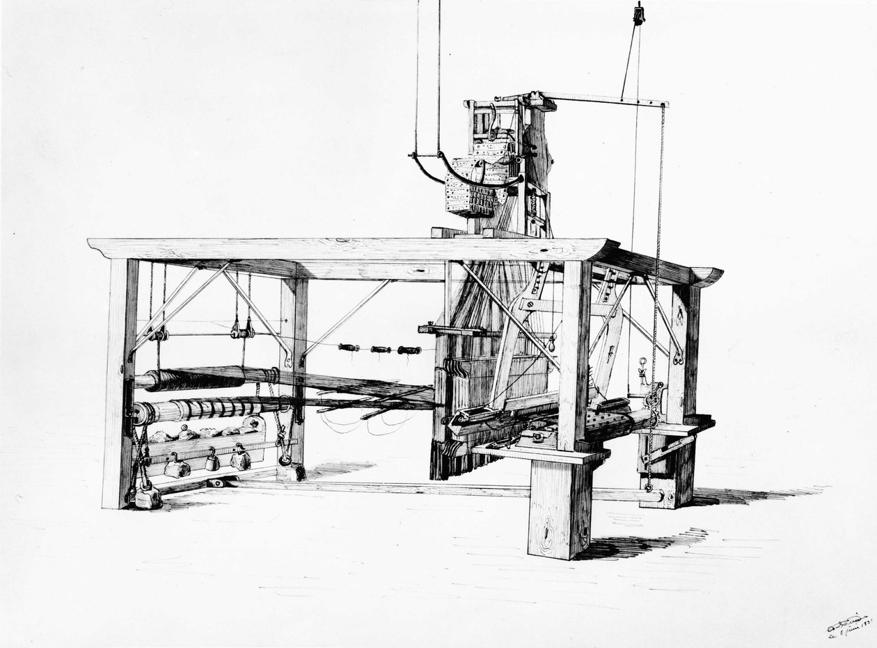 Vevstol - gravering av Unknown artist