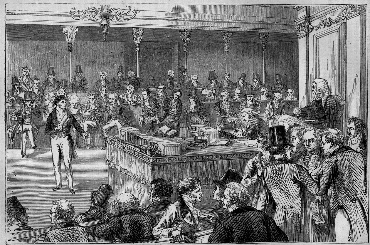Lord John Russell (1792-1878) introduserte reformloven (reformloven) i House of Lords 1832 (gravering) av Unknown artist