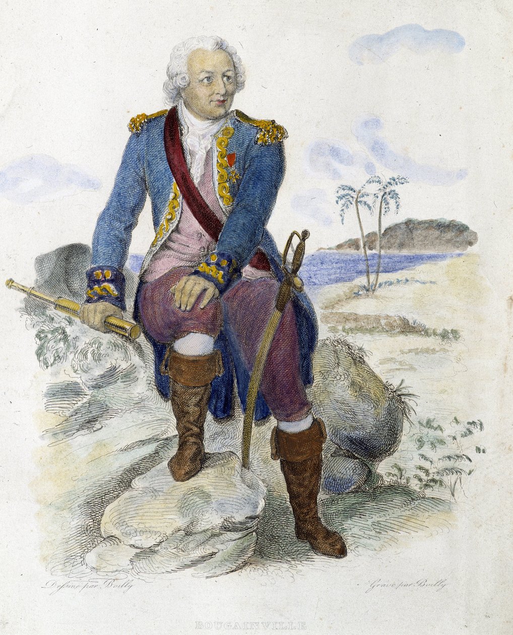 Louis Antoine, greve av Bougainville (1729-1811), fransk navigatør. - i "" Den franske Plutarch"" av Mennechet av Unknown artist