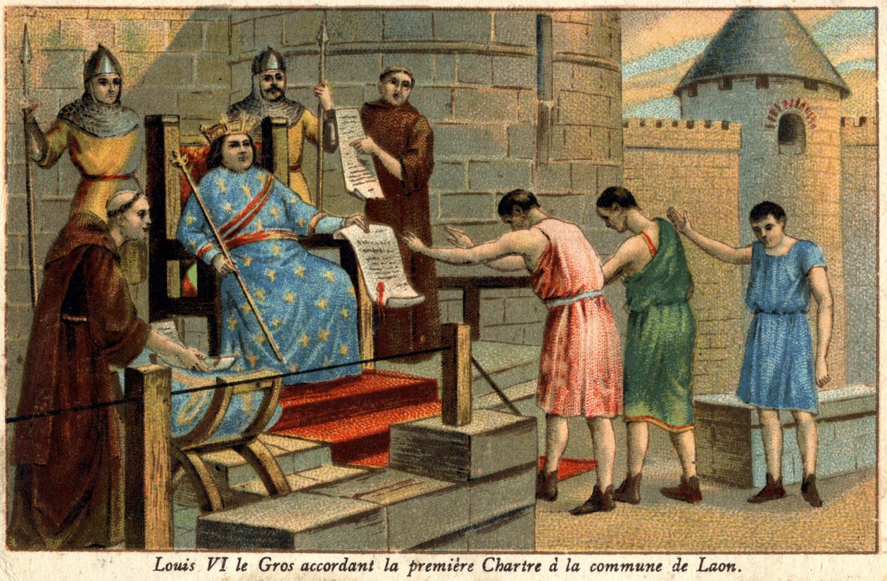 Louis VI granted the first Chartre to the commune of Laon in 1128. av Unknown artist