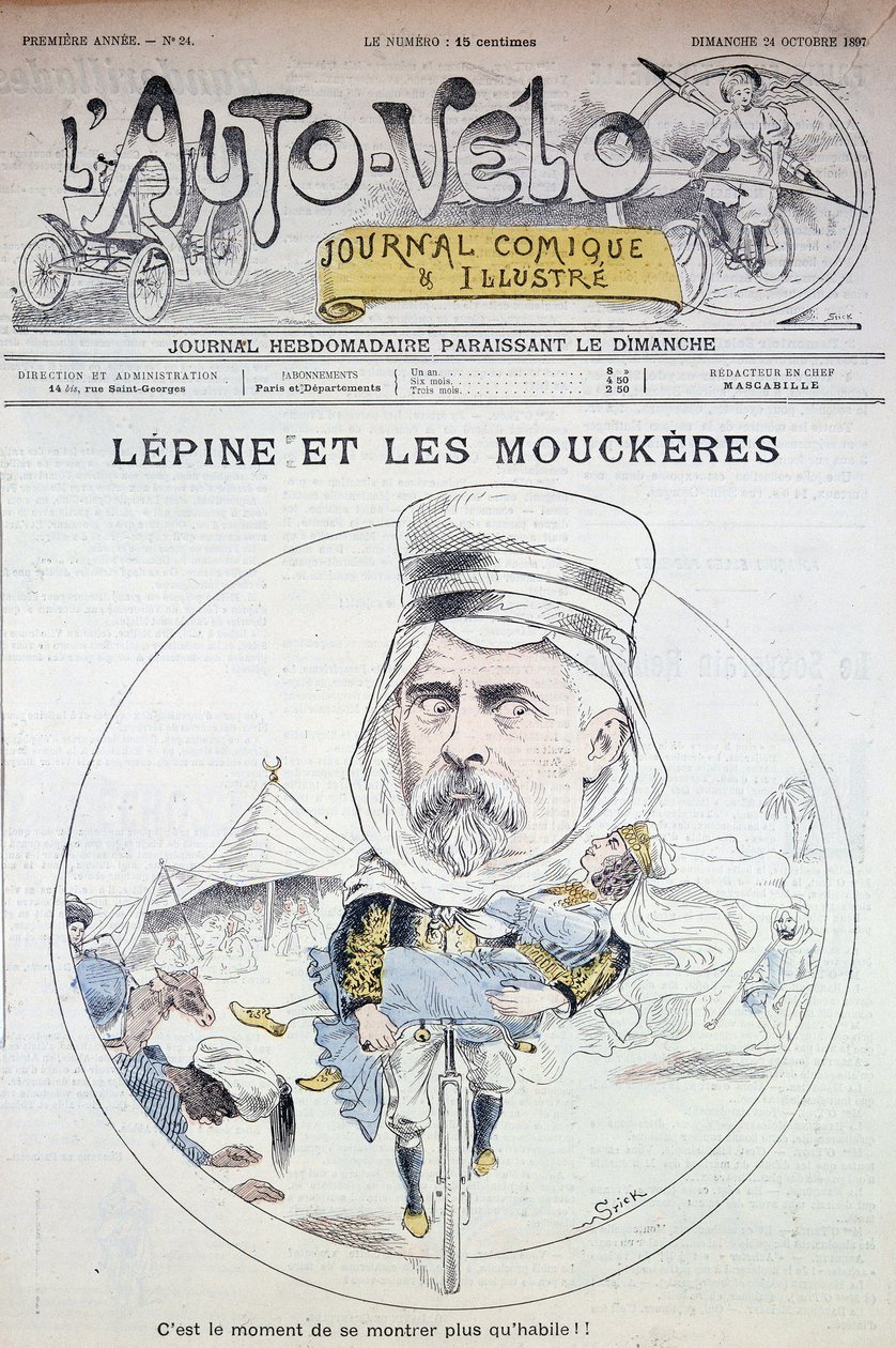 Lépine og Mouckères - i ""Auto-Vélo""" av 12.12.1897, Bibl.de la ville de Paris. av Unknown artist