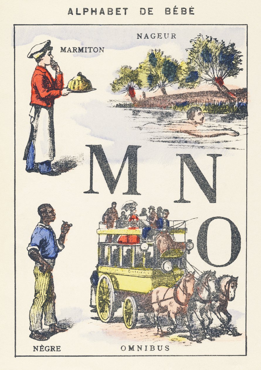 M N W: potte, svømmer, negre, omnibus av Unknown artist
