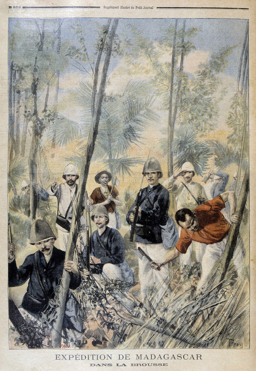Madagaskar-ekspedisjonen: i bushen - i "" Le Petit Journal", august 1895 av Unknown artist