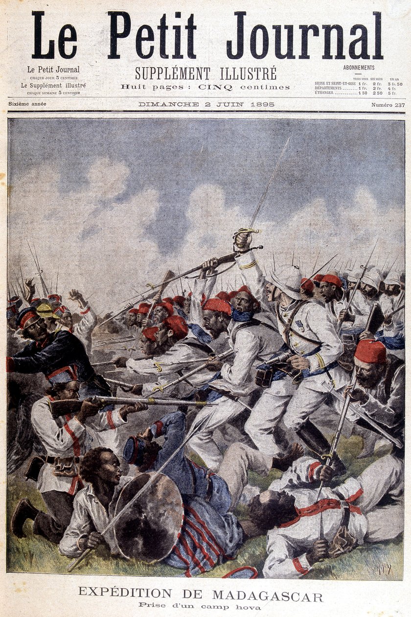 Madagaskar-ekspedisjonen: ta av en leirhova - i "" Le Petite Journal"" av 02.06.1895 av Unknown artist