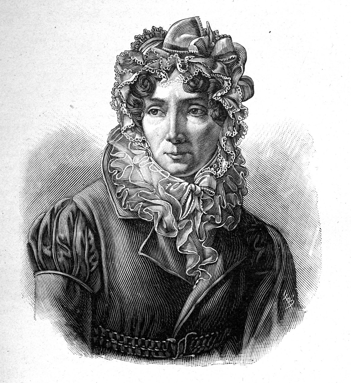 Madame de Genlis - Portrett av Stéphanie gratulerer Crest of Saint Aubin (Saint-Aubin) (1746-1830), grevinne av Genlis, fransk kvinne med bokstaver. av Unknown artist