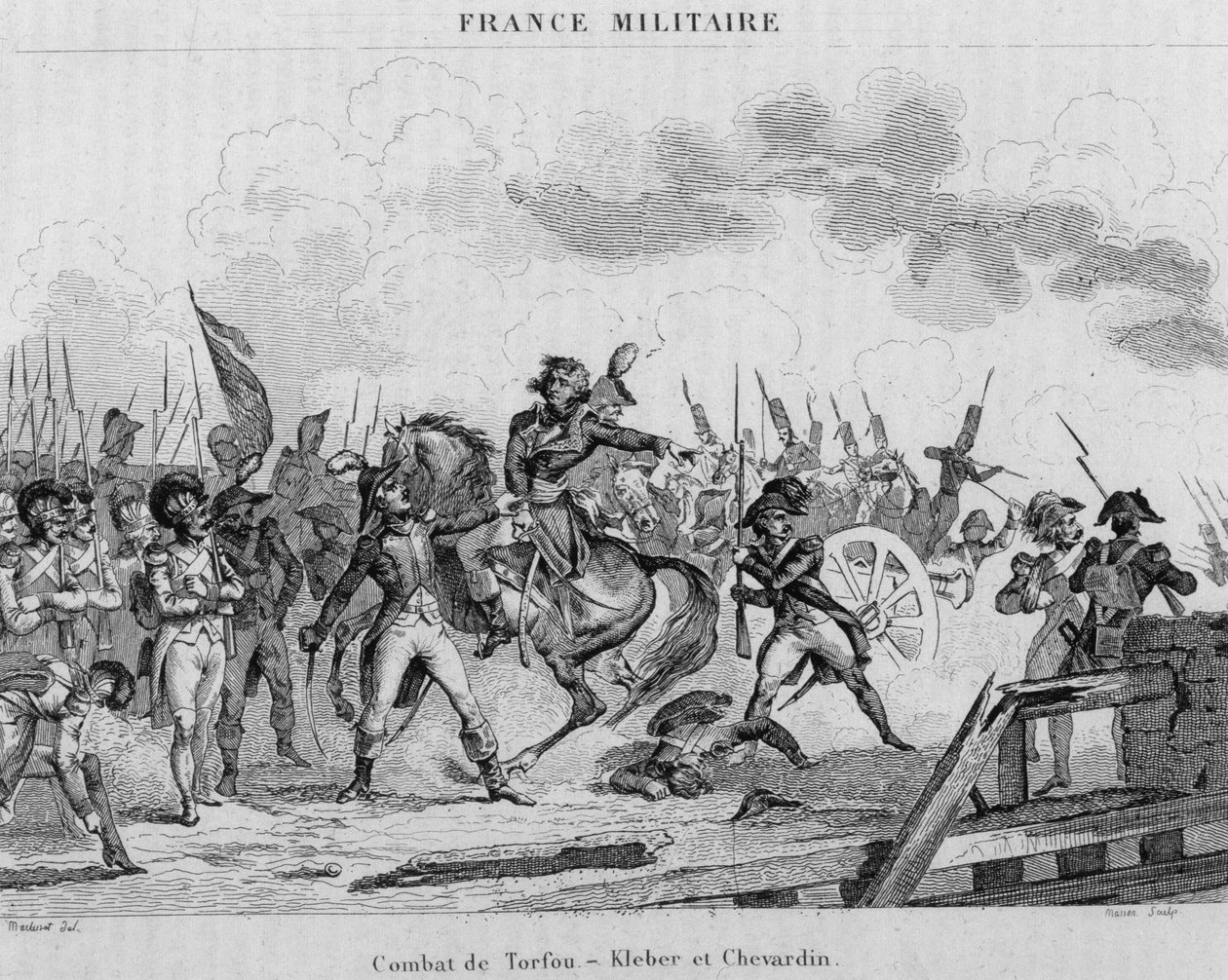 Mainz-tropper ledet av general Kleber og oberst Shevardin under slaget ved Torfou en Vendée av Unknown artist