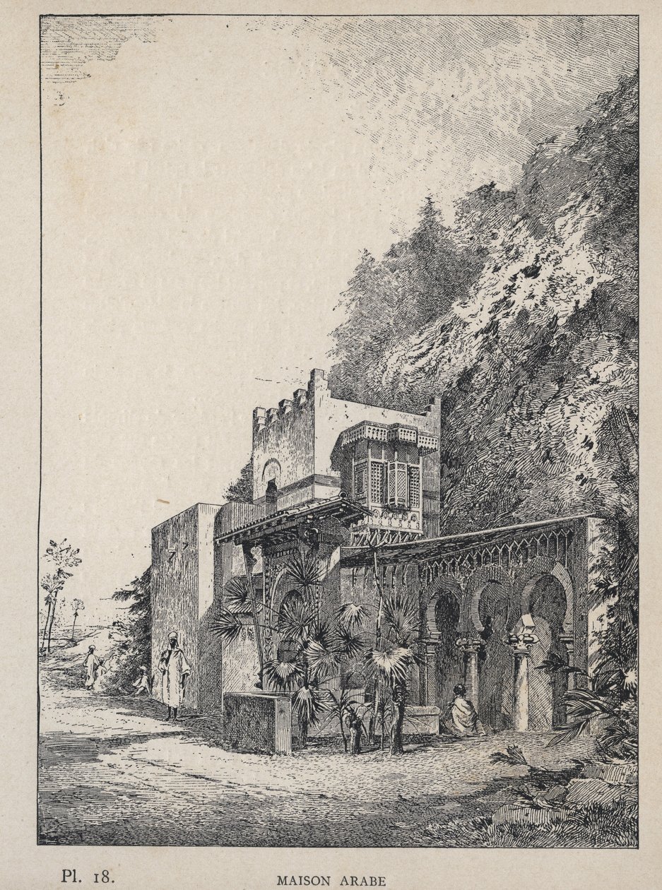 Arab House - gravering av 1889 i "History of human habitation at the Universal Exhibition of 1889, by Mr Charles GARNIER - Librairie centrale des beaux-arts Paris 1889 av Unknown artist