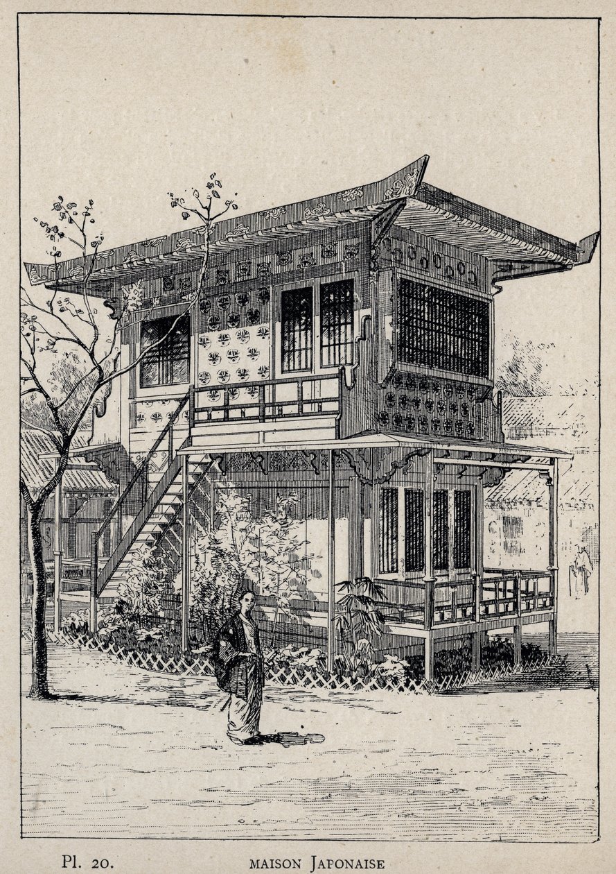 Maison Japonais (Japanese house) - engraving of 1889 in “Histoire de habitation humaine à l
