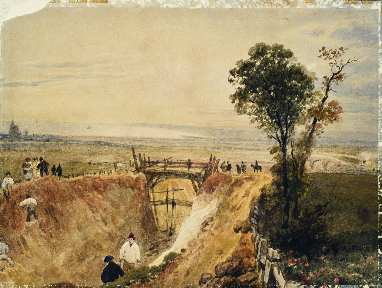 Making the Shoreham Railroad, ca. 1840 (akvarell på papir) av Unknown artist