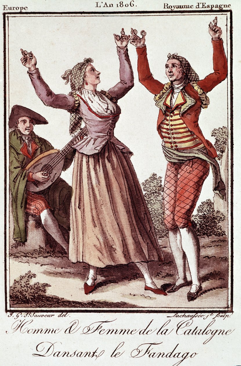 Mann og kvinne fra Catalonia danser Fandango av Unknown artist