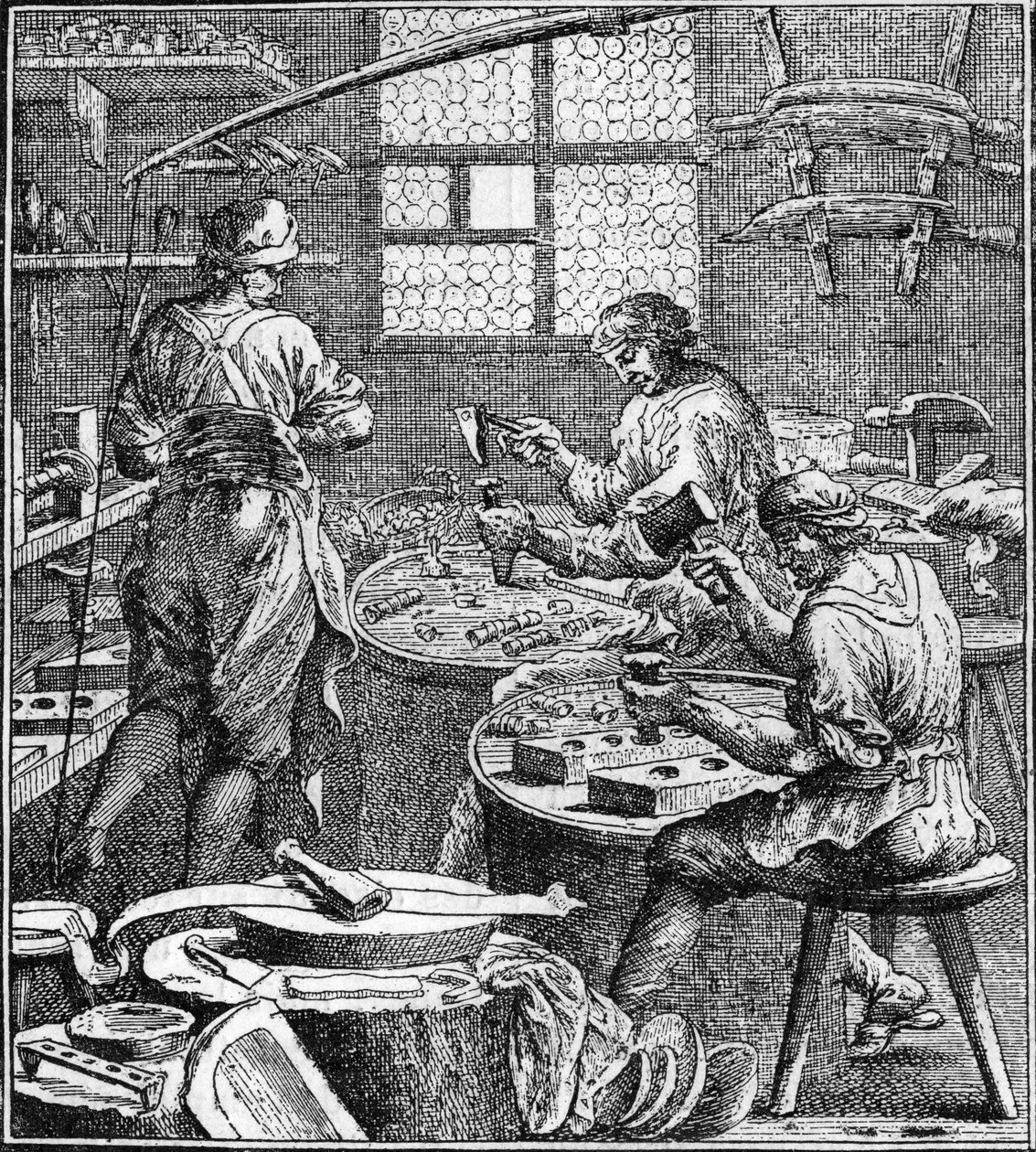 Manufacture of sewing in the 18th century. av Unknown artist
