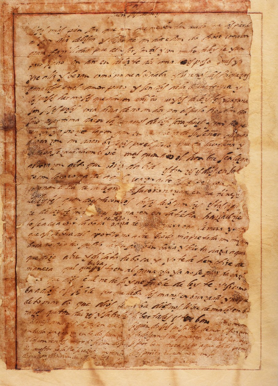 manuskript. Brev nr. 7 til munkene i Beas de Segura. Papir. 18 november 1585. av Unknown artist