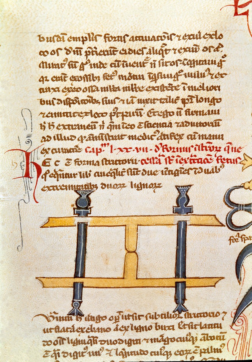 Manuskriptside "" Kirurgi"" (MS. LAT.VII XXXII-3023) av Guillaume de Salicet (Guglielmo da Saliceto) (1207-1270) munk og lege. 1300-tallets Biblioteca Marciana Venezia av Unknown artist