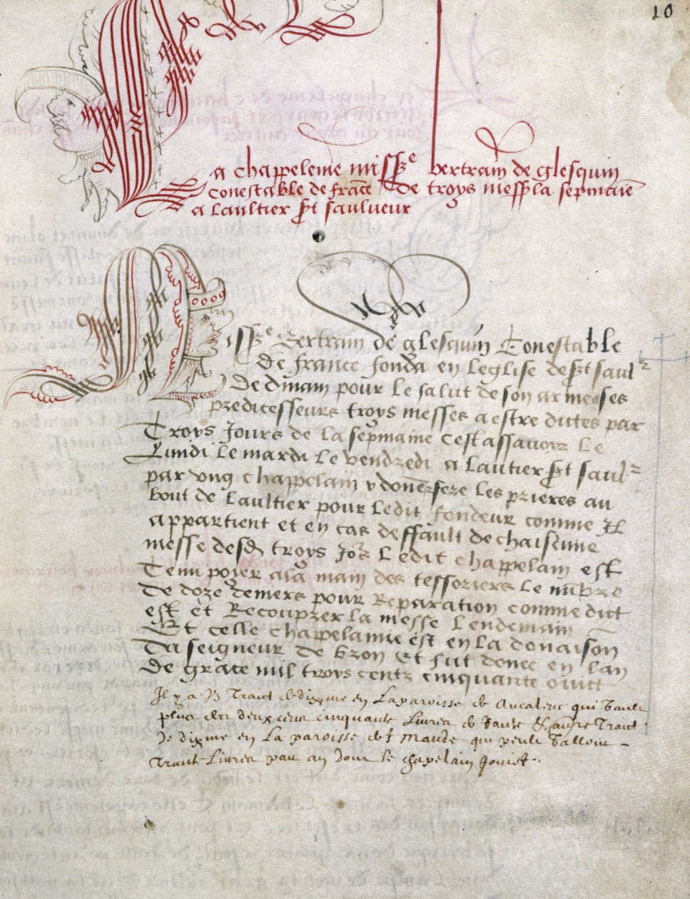 Manuskript relatert til Du Guesclin (Duguesclin) Bibliotheque Municipale de Dinan. av Unknown artist
