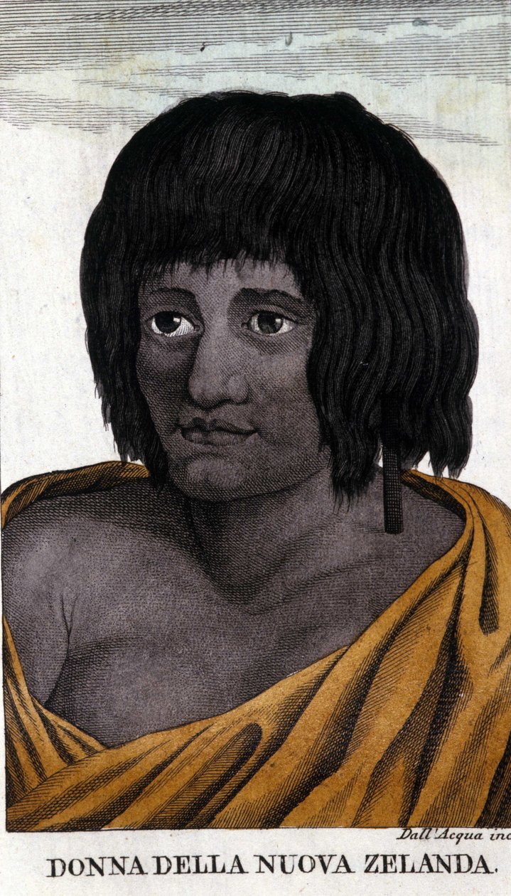 Maori-kvinne fra New Zealand. Gravering fra begynnelsen av 1800-tallet. av Unknown artist