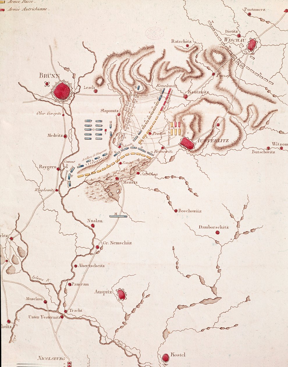 Kart over Austerlitz-slaget, 2. desember 1805 av Unknown artist