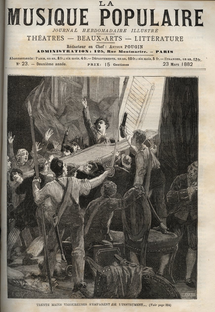 Marie-Antoinettes cembalo Histoire de 1834 “” Tretti spreke hender griper instrumentet...”” under de forferdede øynene til dronningens tuner, til høyre. av Unknown artist