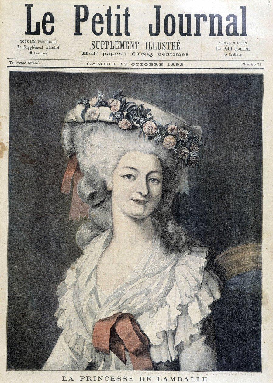 Marie Therese av Savoie Carignan (1749-1792), prinsesse av Lamballe - Forside "" The Petity Journal"" av Unknown artist