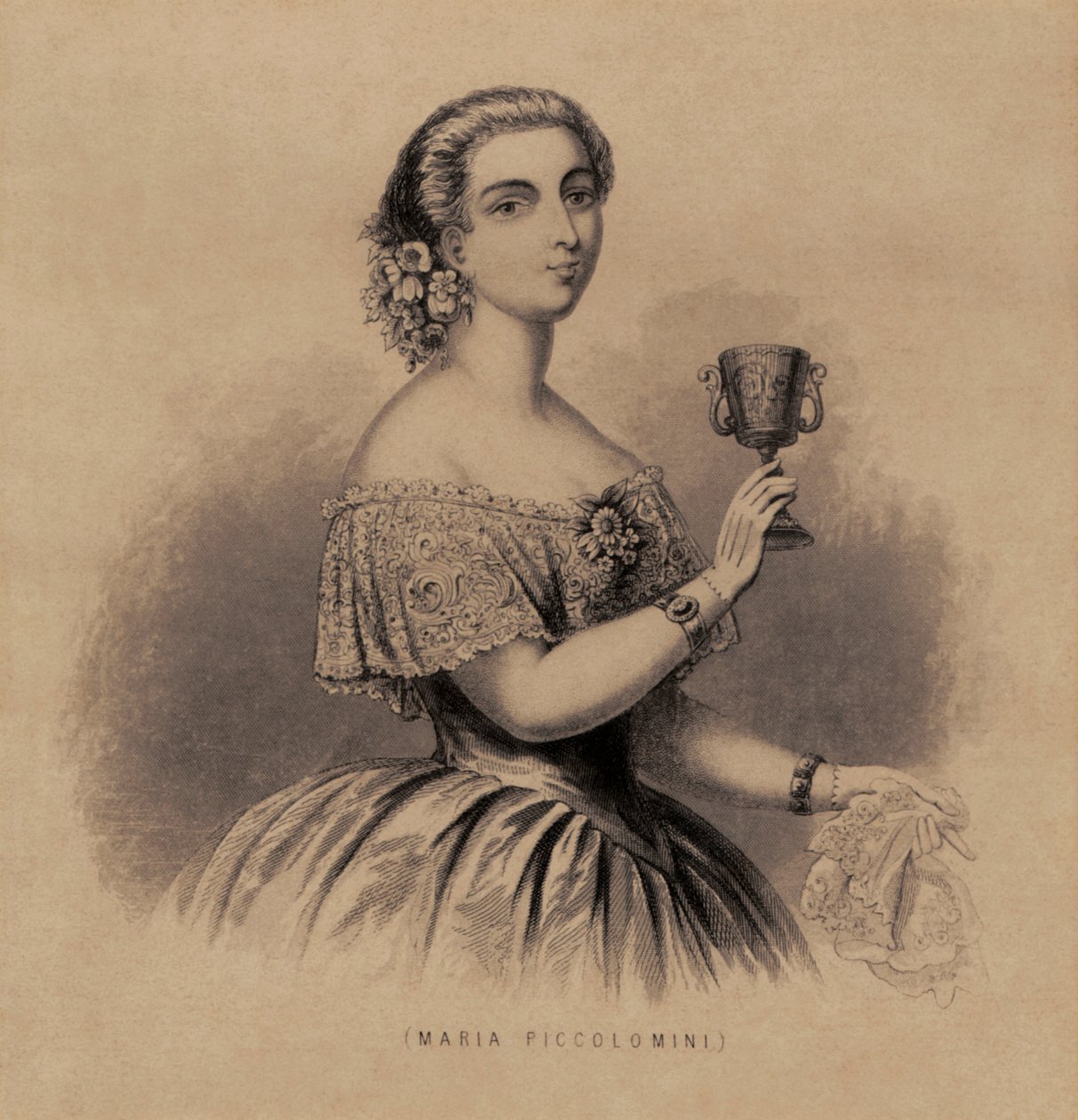 Marietta Piccolomini - portrett av den italienske sopranen av Unknown