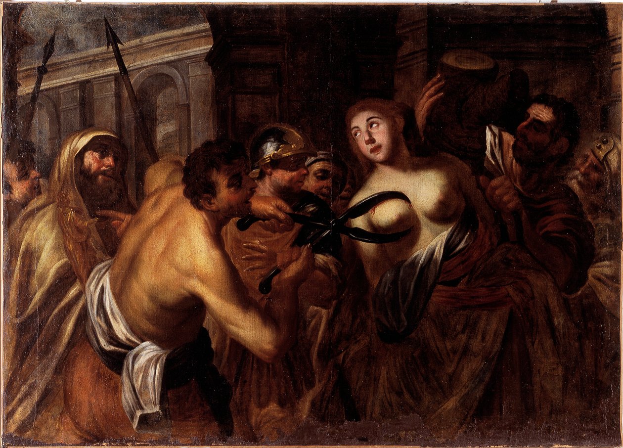 Martyrium av Saint Agatha av Sicilia (olje på lerret av Unknown artist