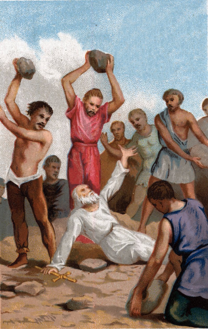 Martyrdom of Saint Pothin, første eveque av Lyon og første eveque av Gallia under Marc Aurele (Marco Aurelio) i Lyon i 171. av Unknown artist
