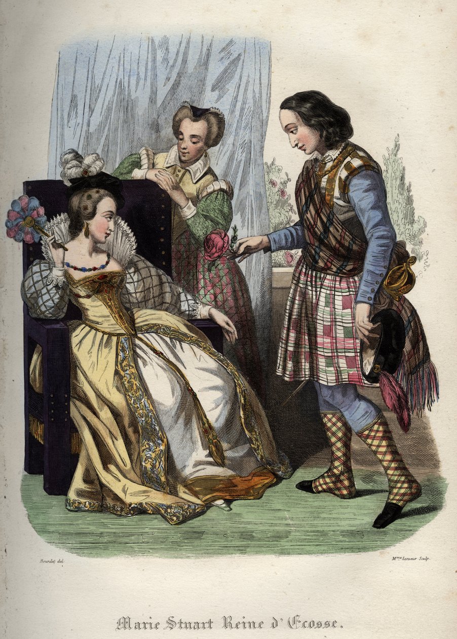 Mary, Queen of Scotland (Mary I of Scotland) (Marie Iere Stuart) (1542-1587). Engraving from 1842 in “Histoire des popes”” by Maurice Lachatre. Private collection. av Unknown artist