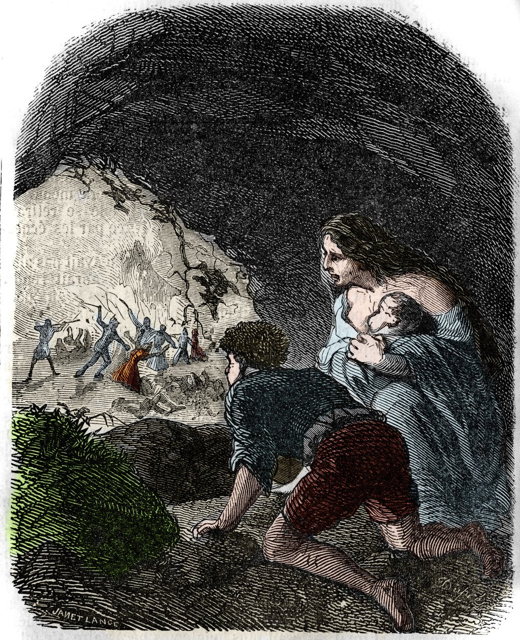 Massakrer av Vaudois på 1500-tallet. av Unknown artist