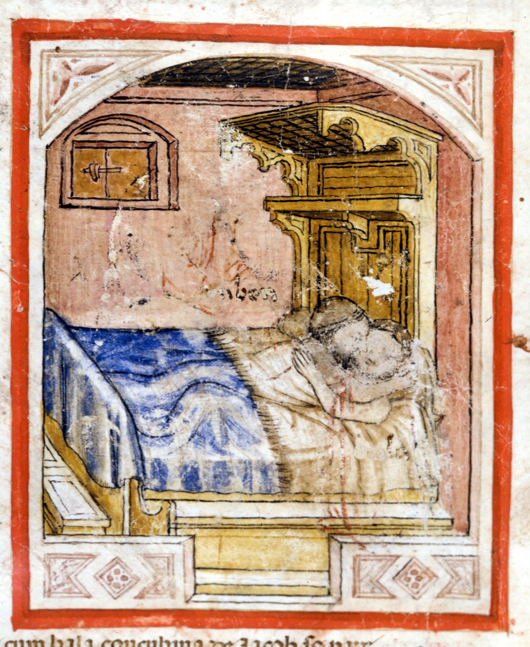 Parringsscene. Miniatyrer fra codex 212 (eller Padovano Codice eller Bible of Padua) 1390-1400 Rovigo, Accademia dei Concordi av Unknown artist