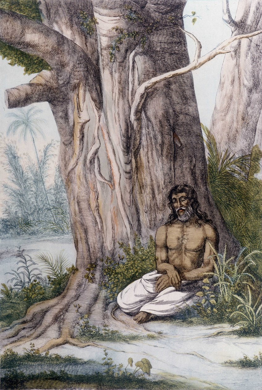 Meditasjon ved foten av et tre, India. av Unknown artist