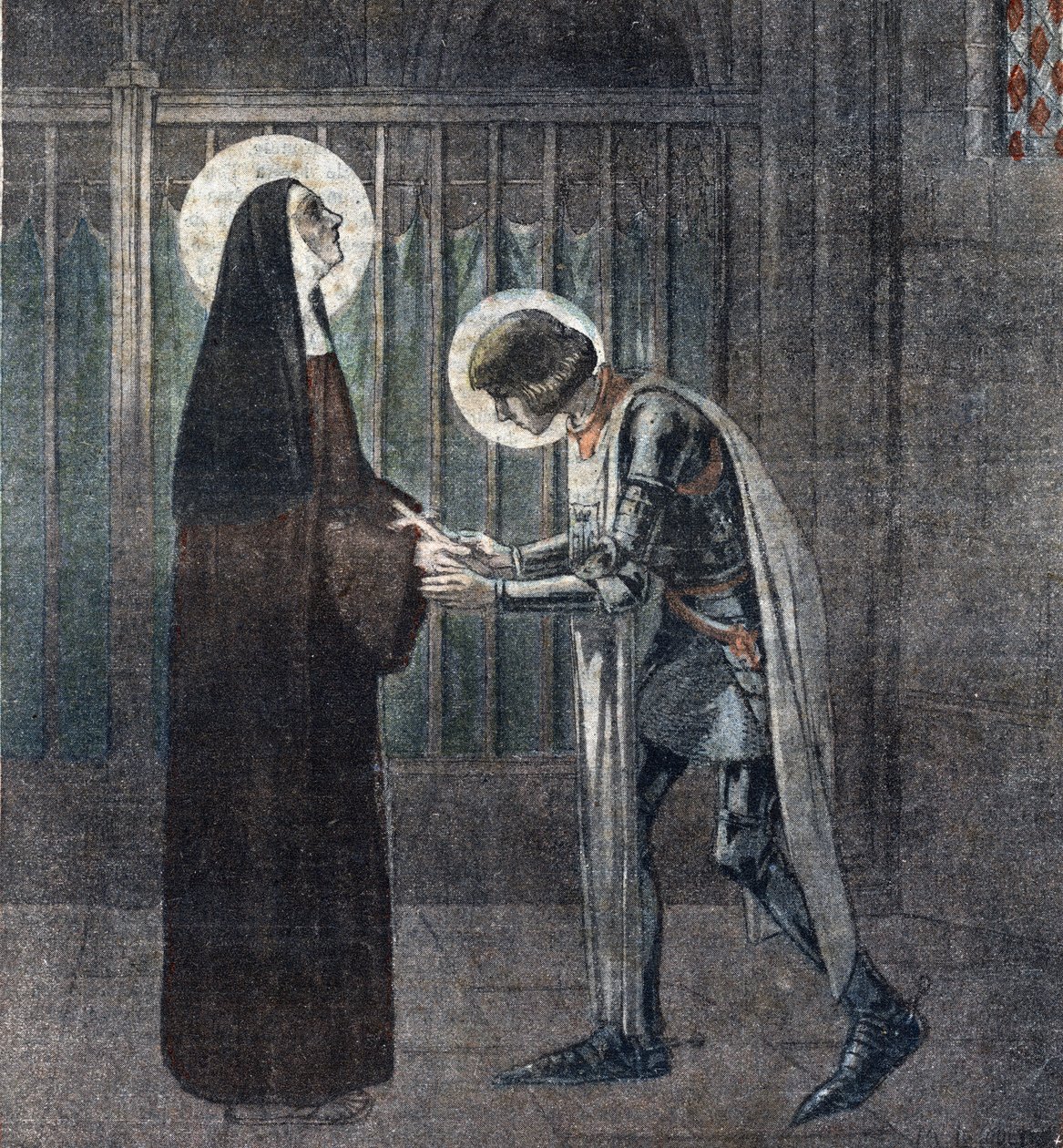 Møtet mellom Jeanne d#39;Arc (1412–1431) og Colette de Corbie (1381–1447) i Moulins av Unknown Artist